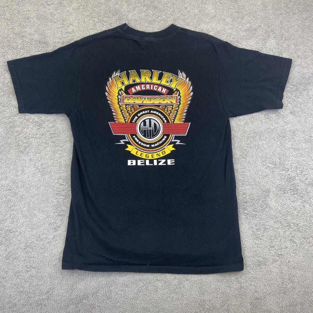Harley Davidson Belize Motorcycle Black Graphic T Shirt Biker Mens Size Medium M